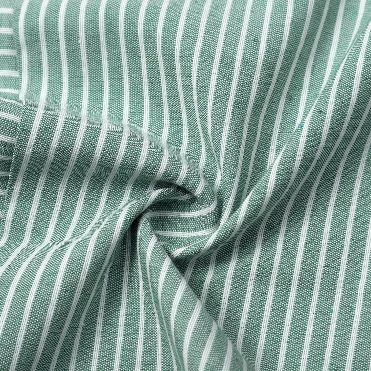 GIERIDUC Striped Linen Pants Women Cropped Side Button Trim Elastic Waist Capris Lightweight Summer Beach Trouser with Pocket