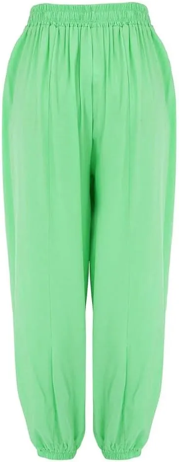 GIERIDUC Womens Baggy Linen Pants Casual Boyfriend High Rise Wide Leg Harem Trousers Loose Fit Y2K Trendy Pants with Pockets