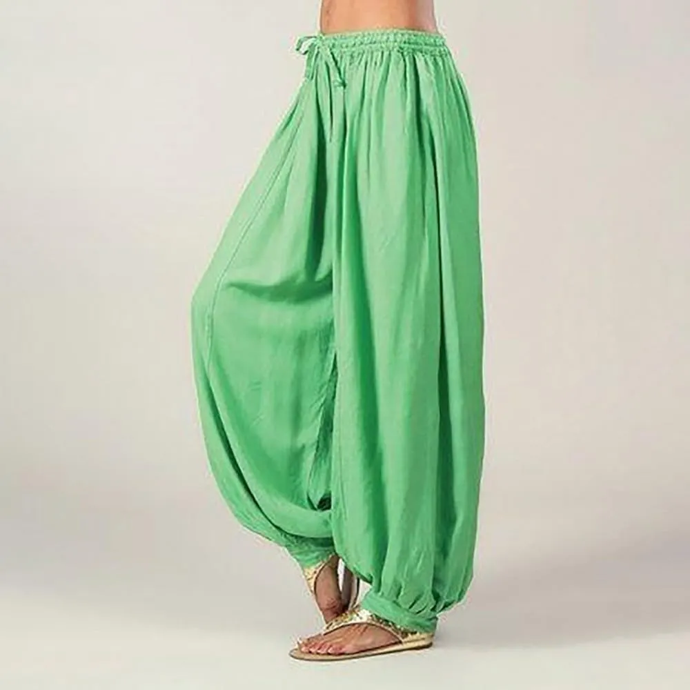 GIERIDUC Womens Baggy Linen Pants Casual Boyfriend High Rise Wide Leg Harem Trousers Loose Fit Y2K Trendy Pants with Pockets