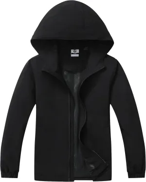 Girls Outdoor Lightweight Rain Jacket Kids Waterproof Breathable Mesh Lined Raincoat