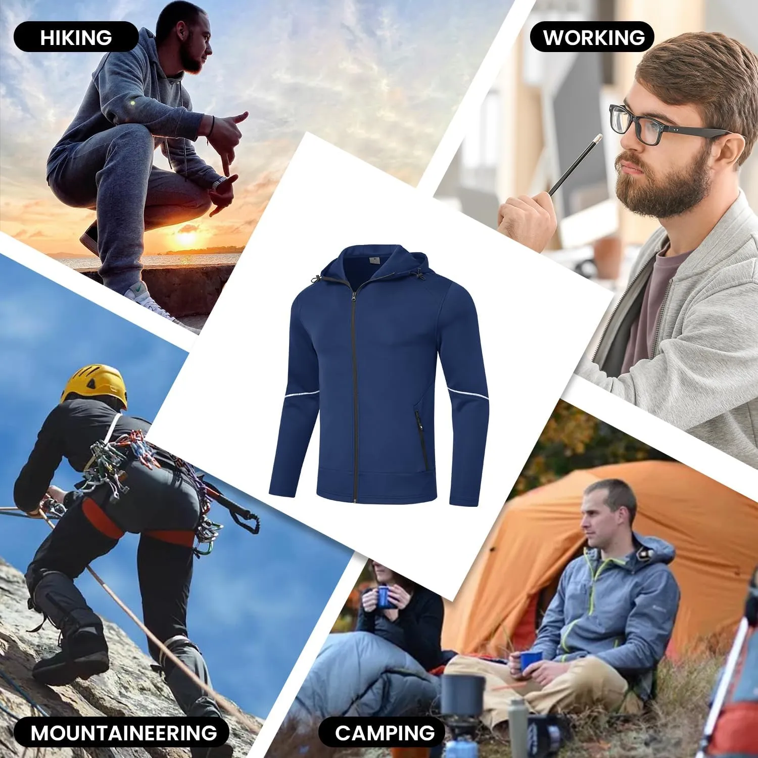 Gopune Men's Tracksuit 2 Pieces Set Hoodie Sweatsuits Full Zip Athletic Jogging Suits Long Sleeve Casual Sports Outfits