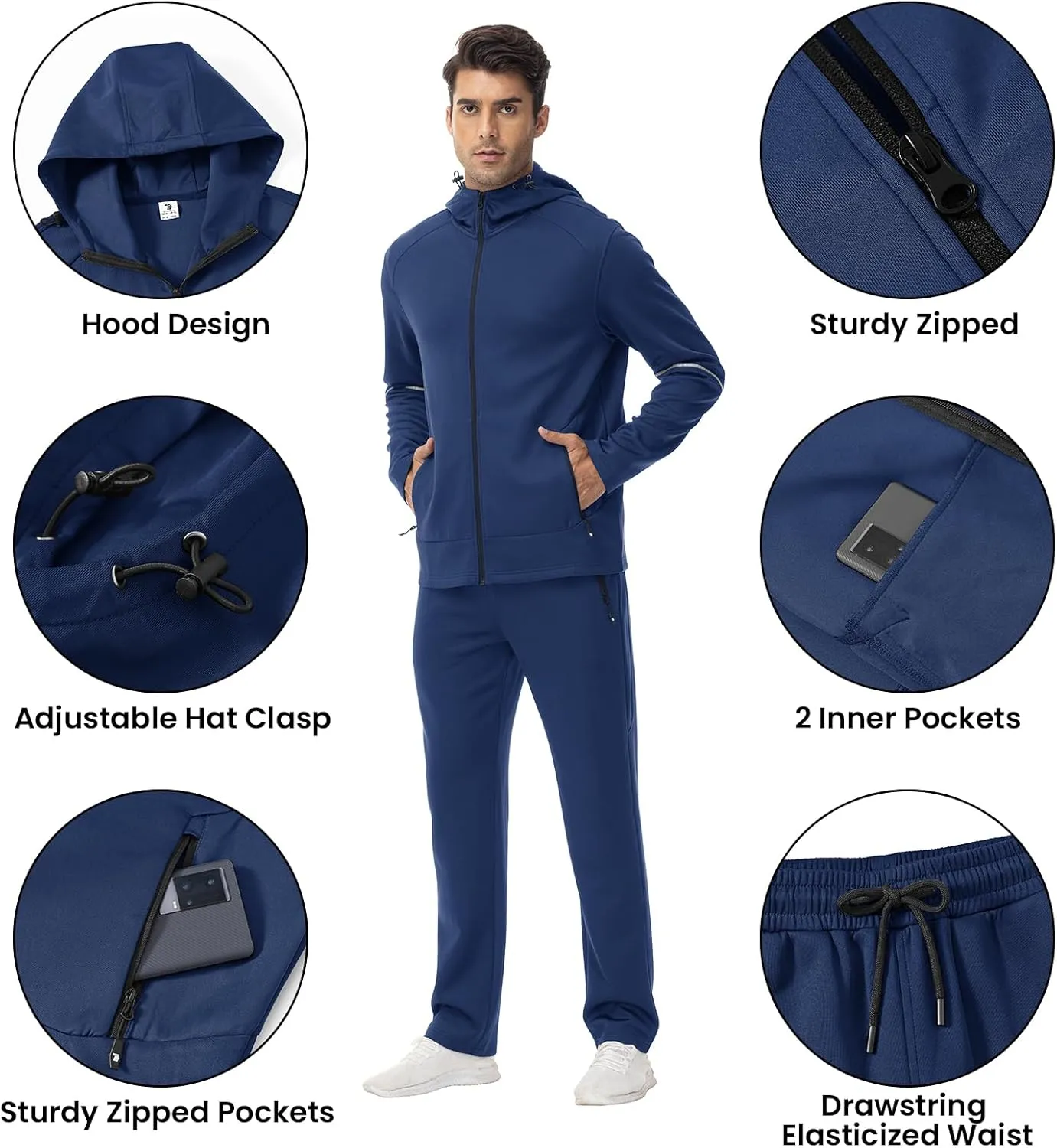 Gopune Men's Tracksuit 2 Pieces Set Hoodie Sweatsuits Full Zip Athletic Jogging Suits Long Sleeve Casual Sports Outfits