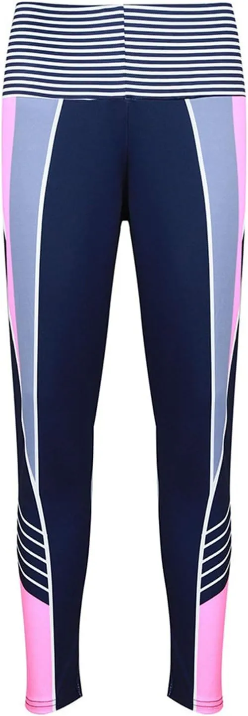 High Waist Yoga Pants Color Block Tummy Control Workout Stretch Running Dance Yoga Leggings for Women S-XL