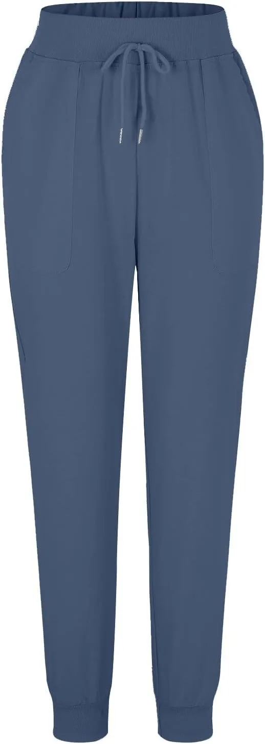 High Waisted Trousers Women Casual Ankle Length Tapered Pant Linen Drawstring Waist Summer Casual Pull On Sweatpant