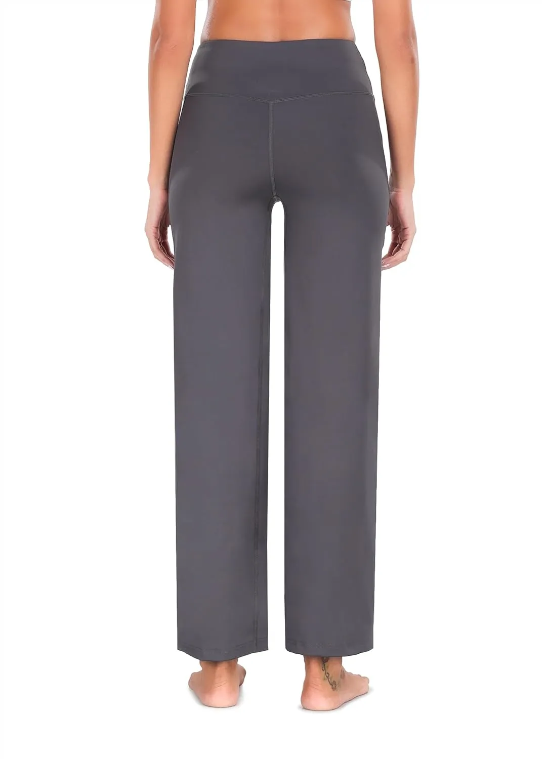 HISKYWIN Inner Pocket Yoga Pants 4 Way Stretch Tummy Control Workout Running Pants, Long Bootleg Flare Pants