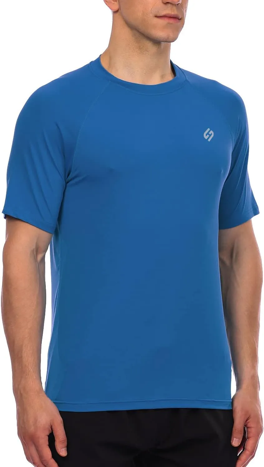 HODOSPORTS Men's Swim Shirt Quick Dry Short Sleeve UPF 50  Rash Guard Sun Protection