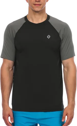 HODOSPORTS Men's Swim Shirt Quick Dry Short Sleeve UPF 50  Rash Guard Sun Protection