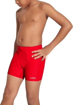 LEAO Youth Boys Swim Jammers Solid Swimsuit UPF 50  Sun Pretection Quick Dry Athletic Swimming Shorts