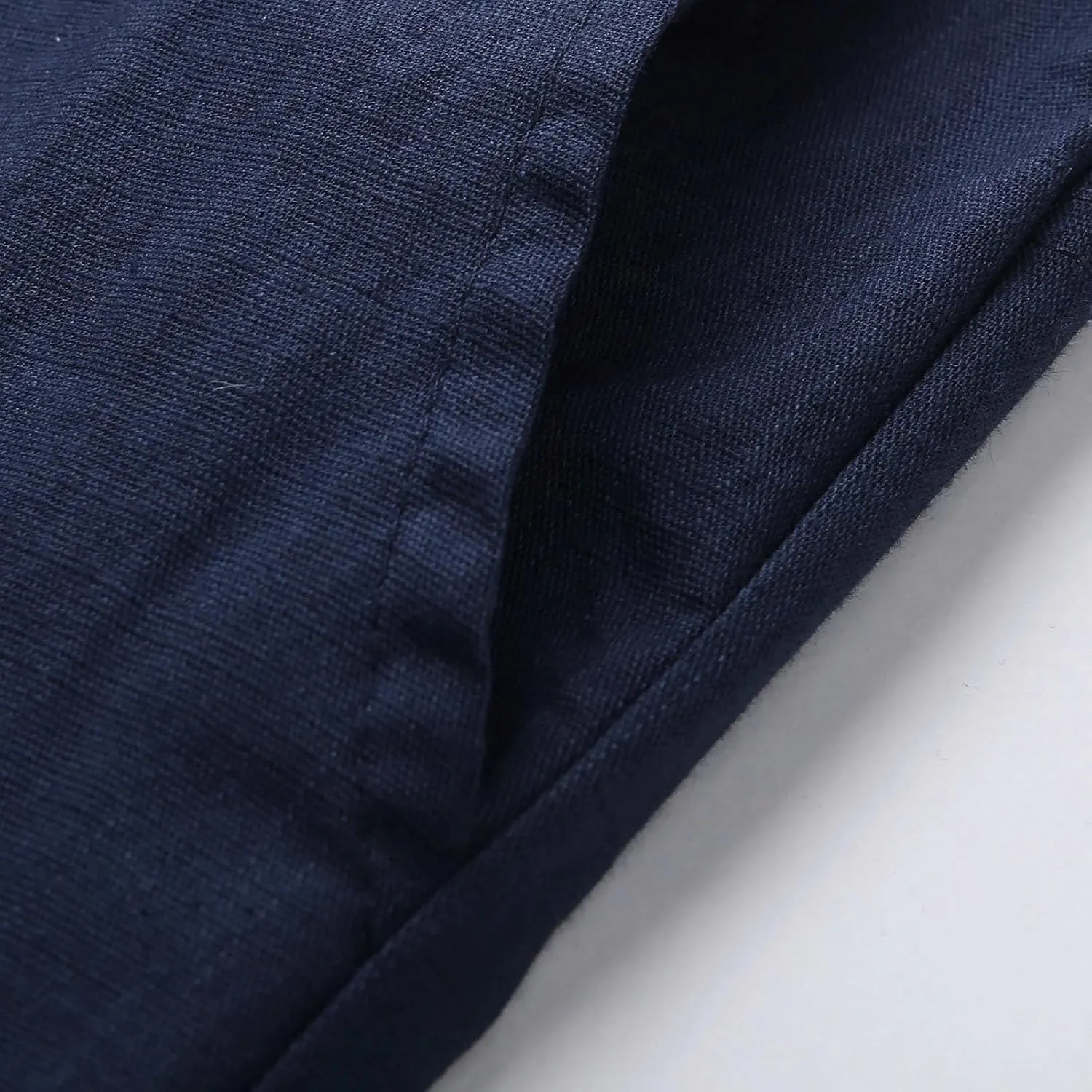 Linen Pants for Men Beach Wedding Casual Classic Elastic Waist Beach Pants Summer Lightweight Trouser with Pockets