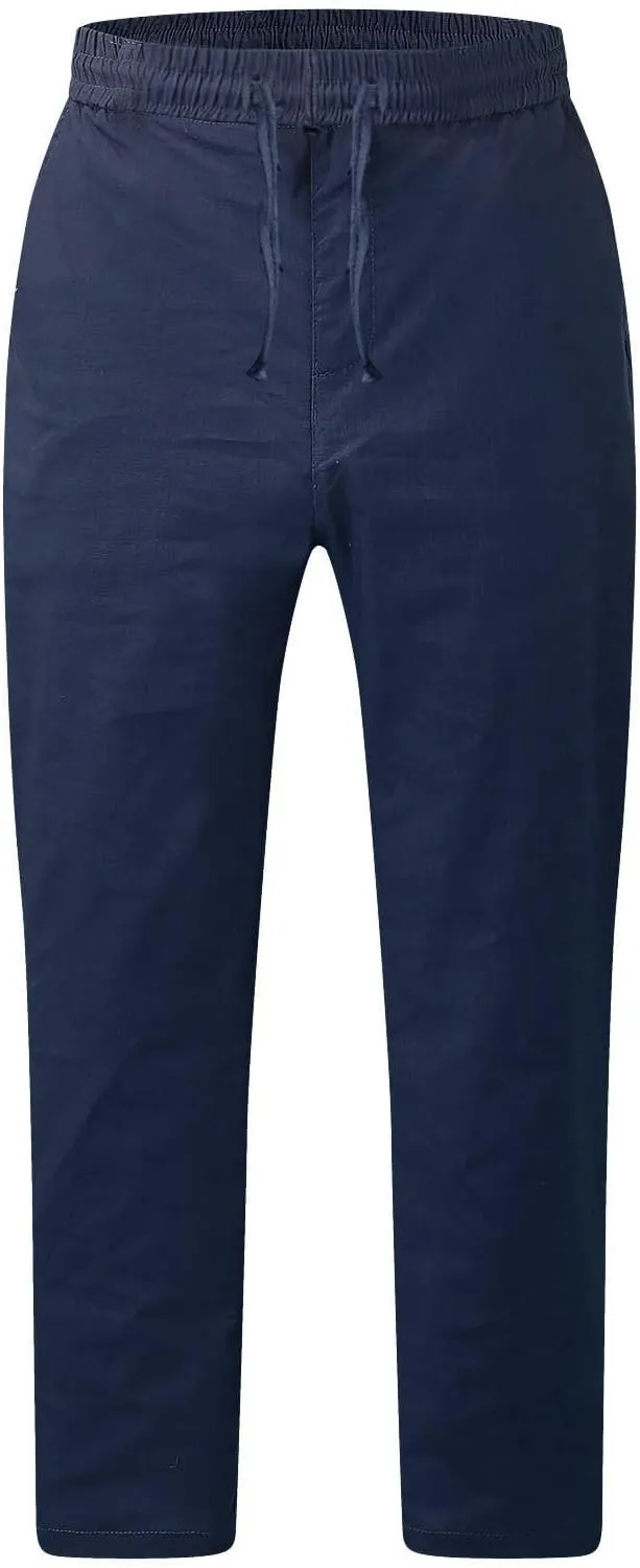 Linen Pants for Men Beach Wedding Casual Classic Elastic Waist Beach Pants Summer Lightweight Trouser with Pockets
