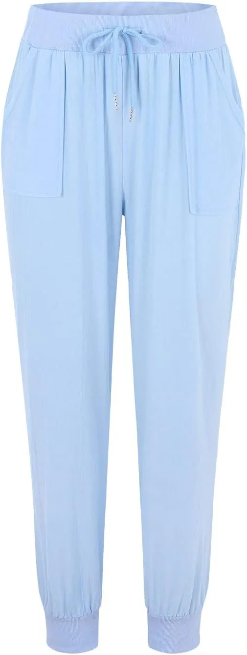Linen Pants Women Ladies Casual Summer Solid Color Boho Plus Size High Waisted Linen Pants Plus Size Trousers with Pockets