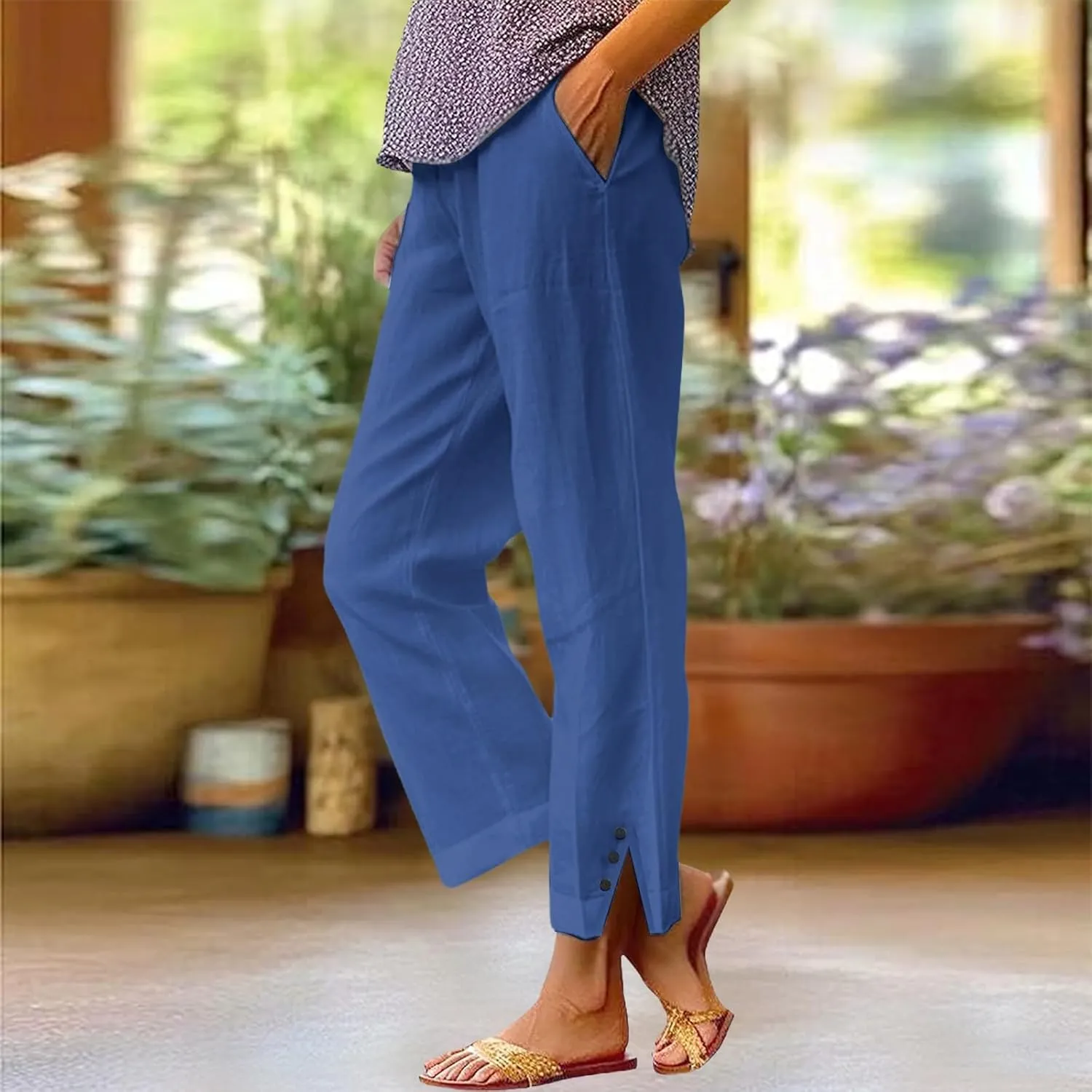 Linen Pants Women Summer Loose Casual Pants for Women Cotton Gauze Pant Plus