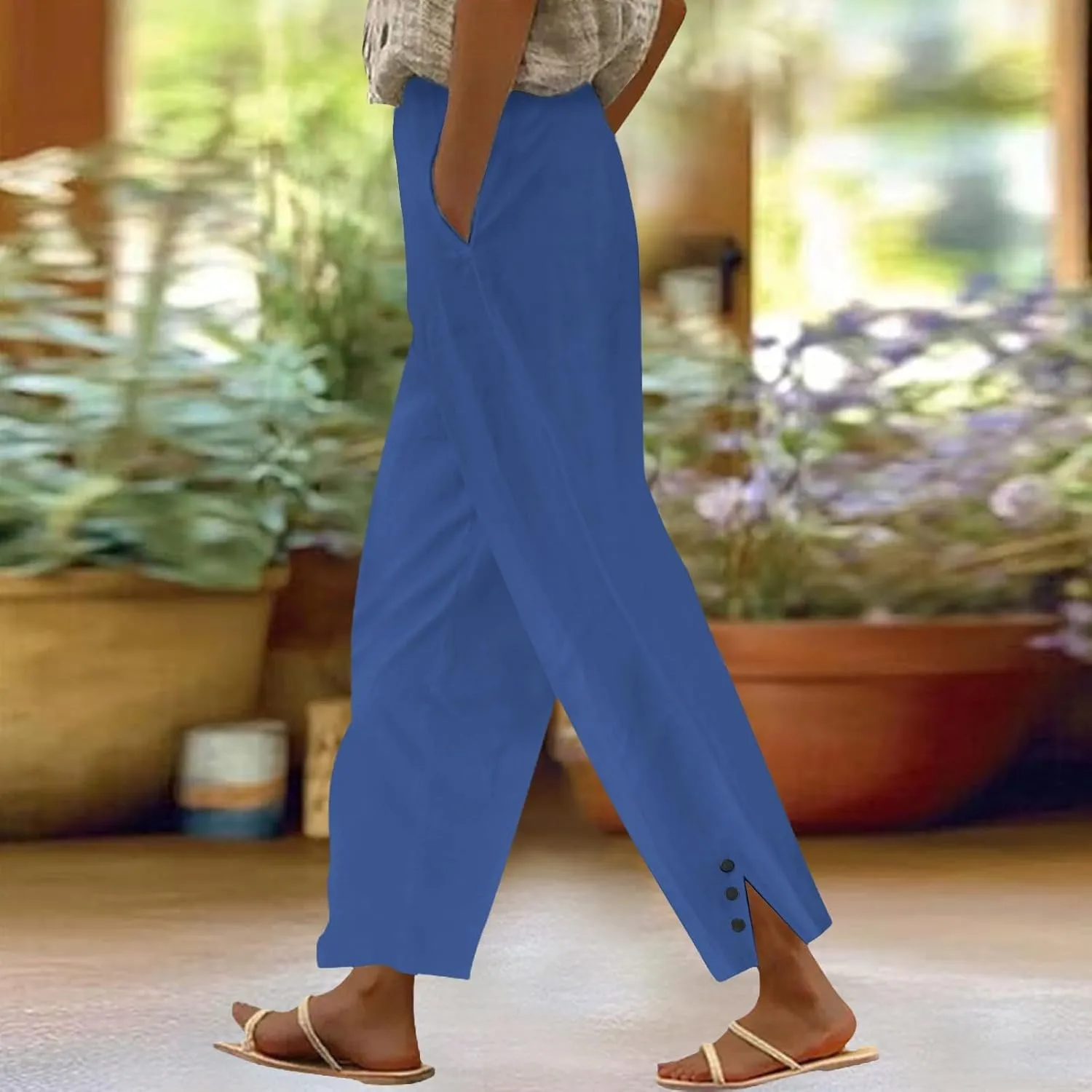 Linen Pants Women Summer Loose Casual Pants for Women Cotton Gauze Pant Plus