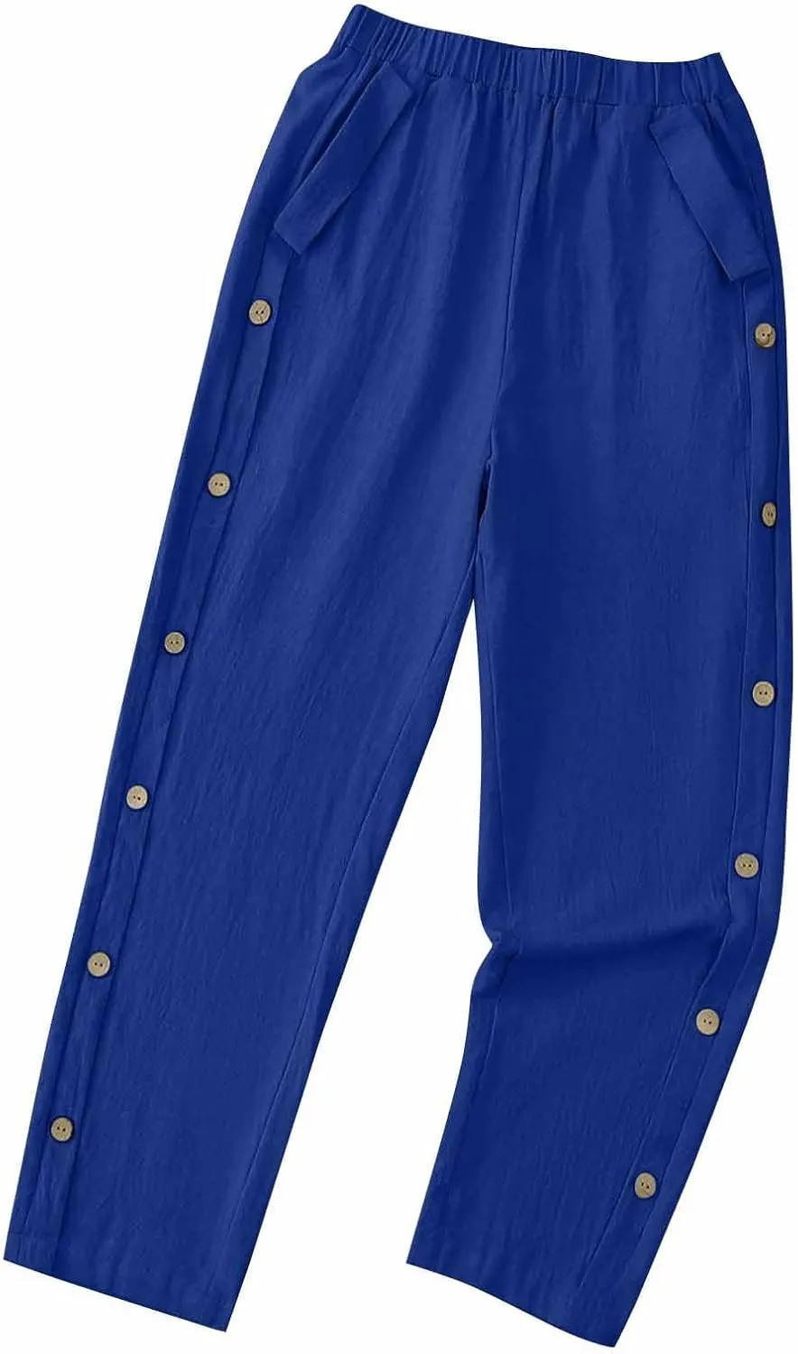 Lmdudan 2025 Womens Casual Linen Pants High Waist Summer Boho Beach Pants Lounge Pant Trousers with Pockets Vacation Outfits