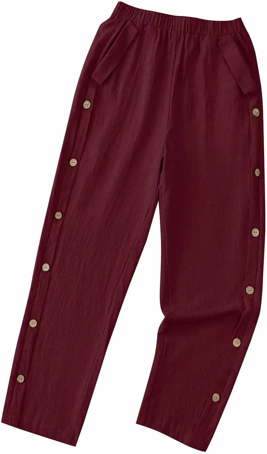 Lmdudan 2025 Womens Casual Linen Pants High Waist Summer Boho Beach Pants Lounge Pant Trousers with Pockets Vacation Outfits