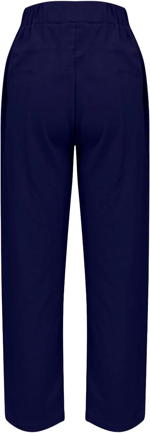Lmdudan Women Cotton Linen Pants Elastic Waist Straight Leg Casual Pant 2025 Summer Lightweight Trousers Vacation Outfits