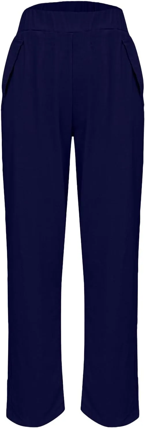 Lmdudan Women Cotton Linen Pants Elastic Waist Straight Leg Casual Pant 2025 Summer Lightweight Trousers Vacation Outfits