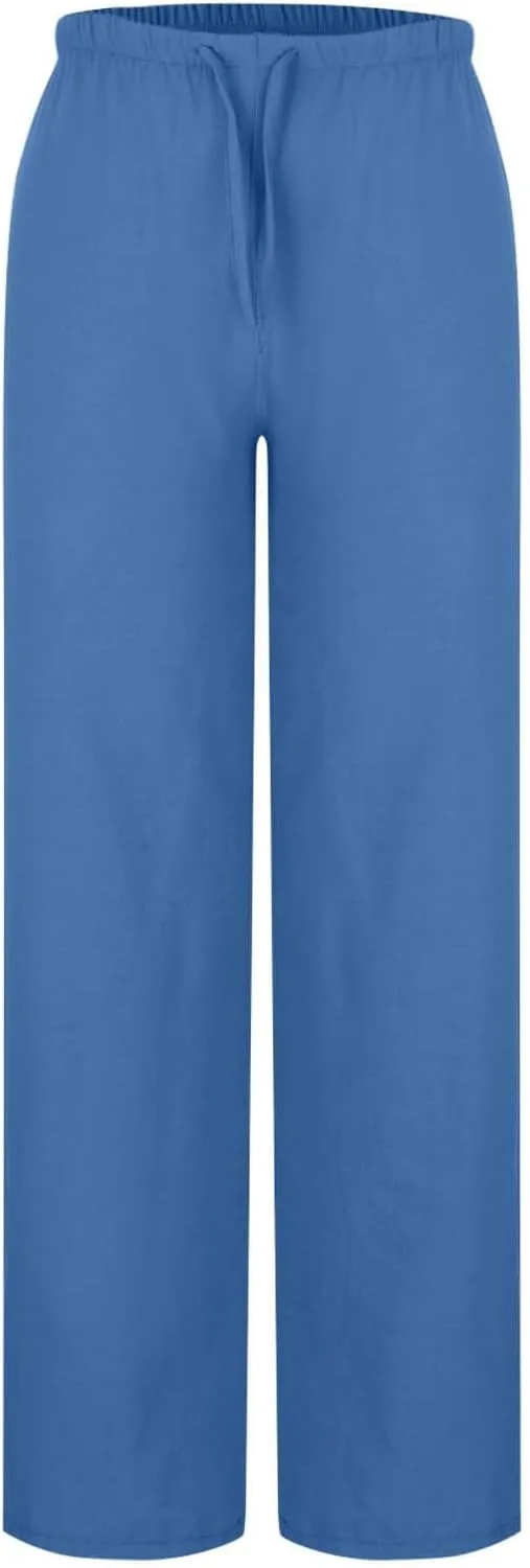 Lmdudan Women's Cotton Linen Sweatpants Drawstring Wide Leg Baggy Pants 2025 Summer Loose Comfy Trousers with Pockets