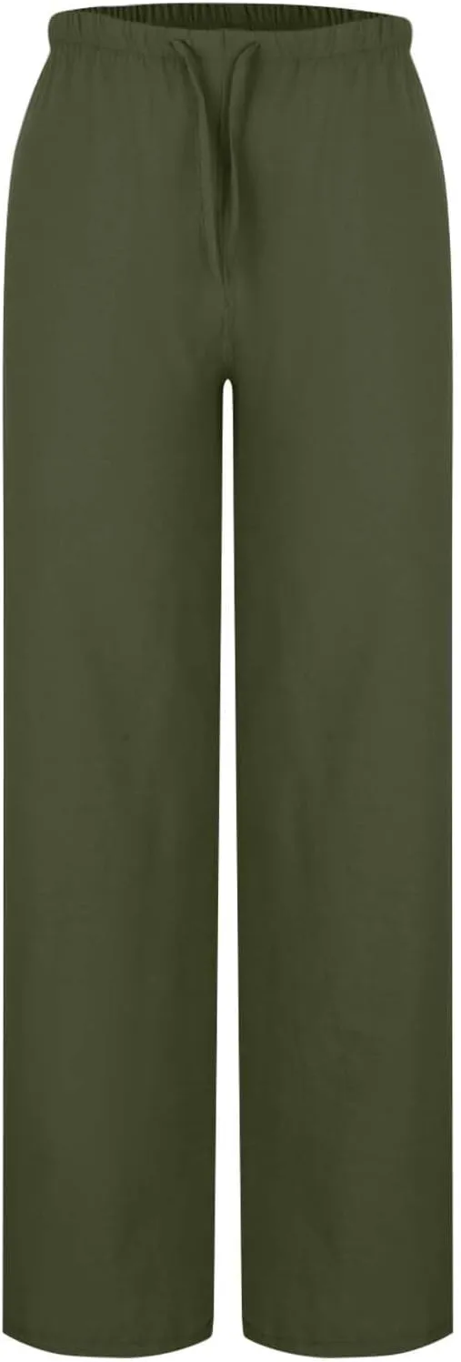Lmdudan Women's Cotton Linen Sweatpants Drawstring Wide Leg Baggy Pants 2025 Summer Loose Comfy Trousers with Pockets