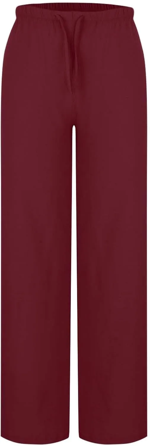 Lmdudan Women's Cotton Linen Sweatpants Drawstring Wide Leg Baggy Pants 2025 Summer Loose Comfy Trousers with Pockets