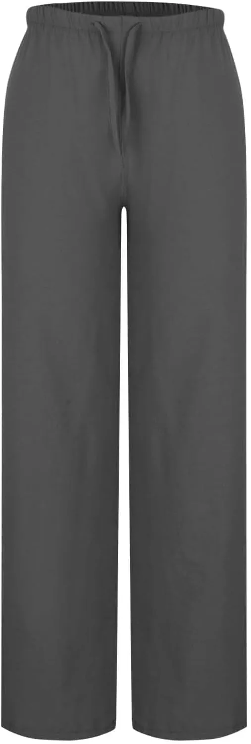 Lmdudan Women's Cotton Linen Sweatpants Drawstring Wide Leg Baggy Pants 2025 Summer Loose Comfy Trousers with Pockets