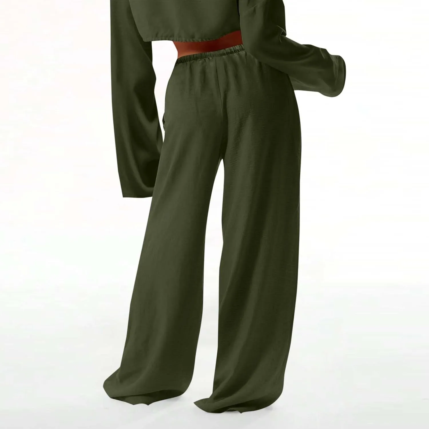 Lmdudan Women's Cotton Linen Sweatpants Drawstring Wide Leg Baggy Pants 2025 Summer Loose Comfy Trousers with Pockets