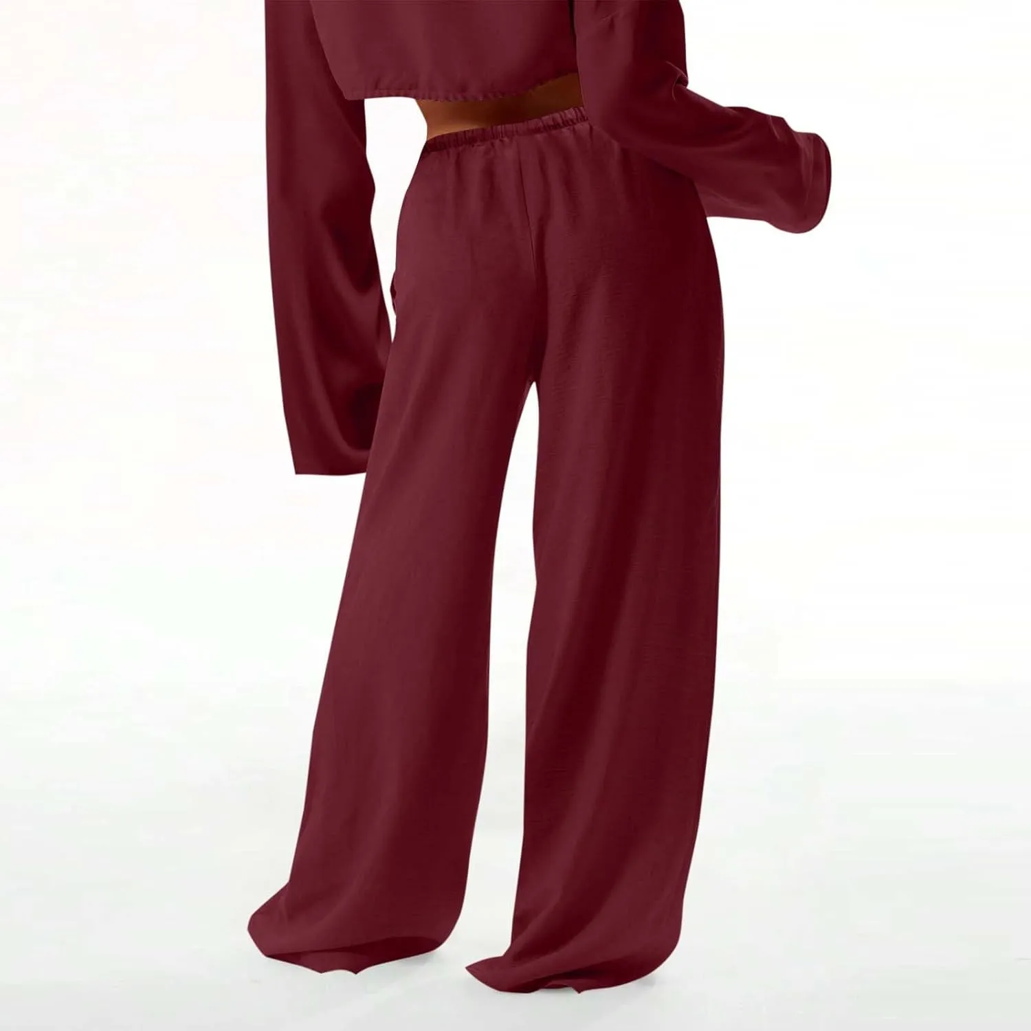 Lmdudan Women's Cotton Linen Sweatpants Drawstring Wide Leg Baggy Pants 2025 Summer Loose Comfy Trousers with Pockets