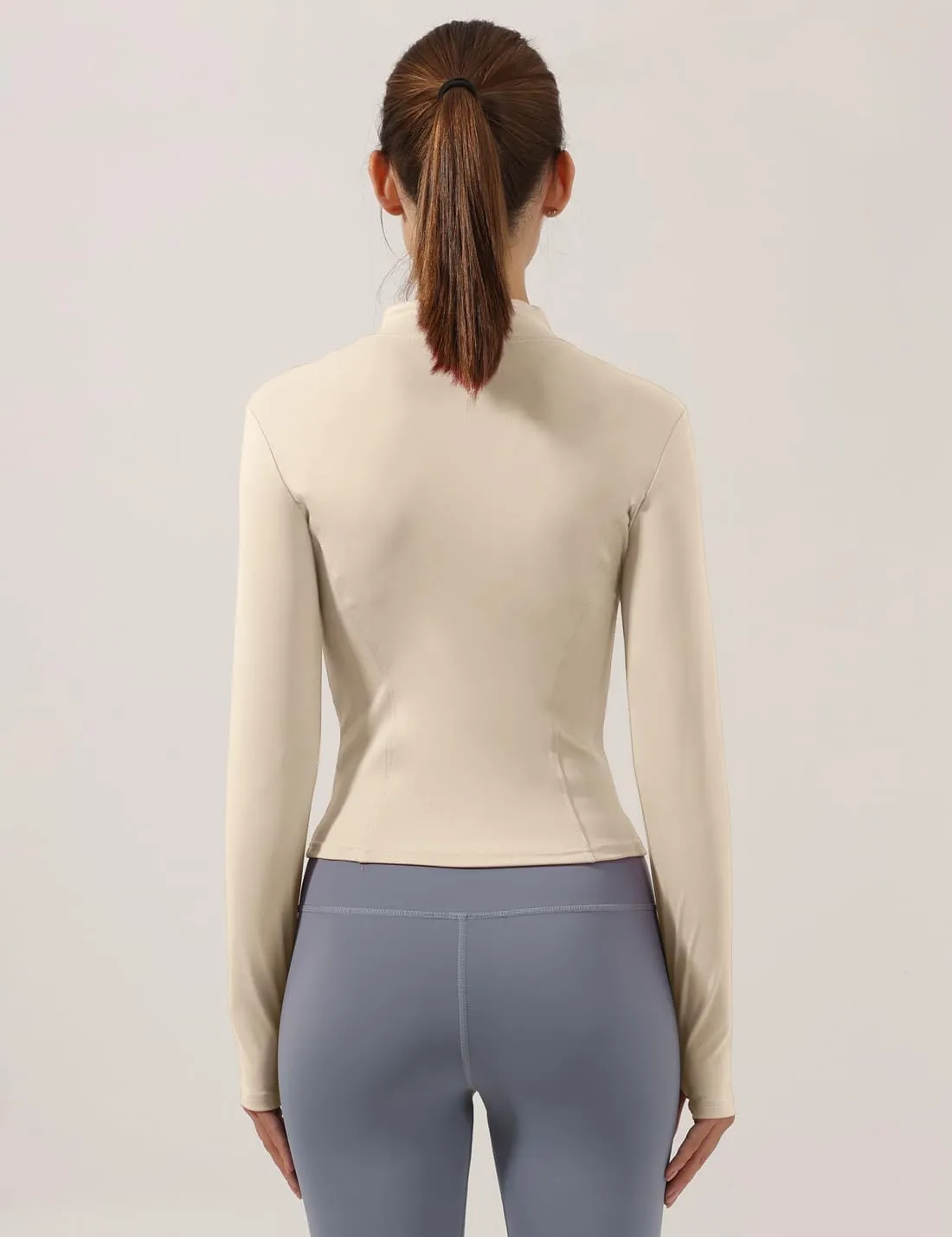 Locachy Women's Lightweight Stretchy Workout Full Zip Running Track Jacket with Thumb Holes