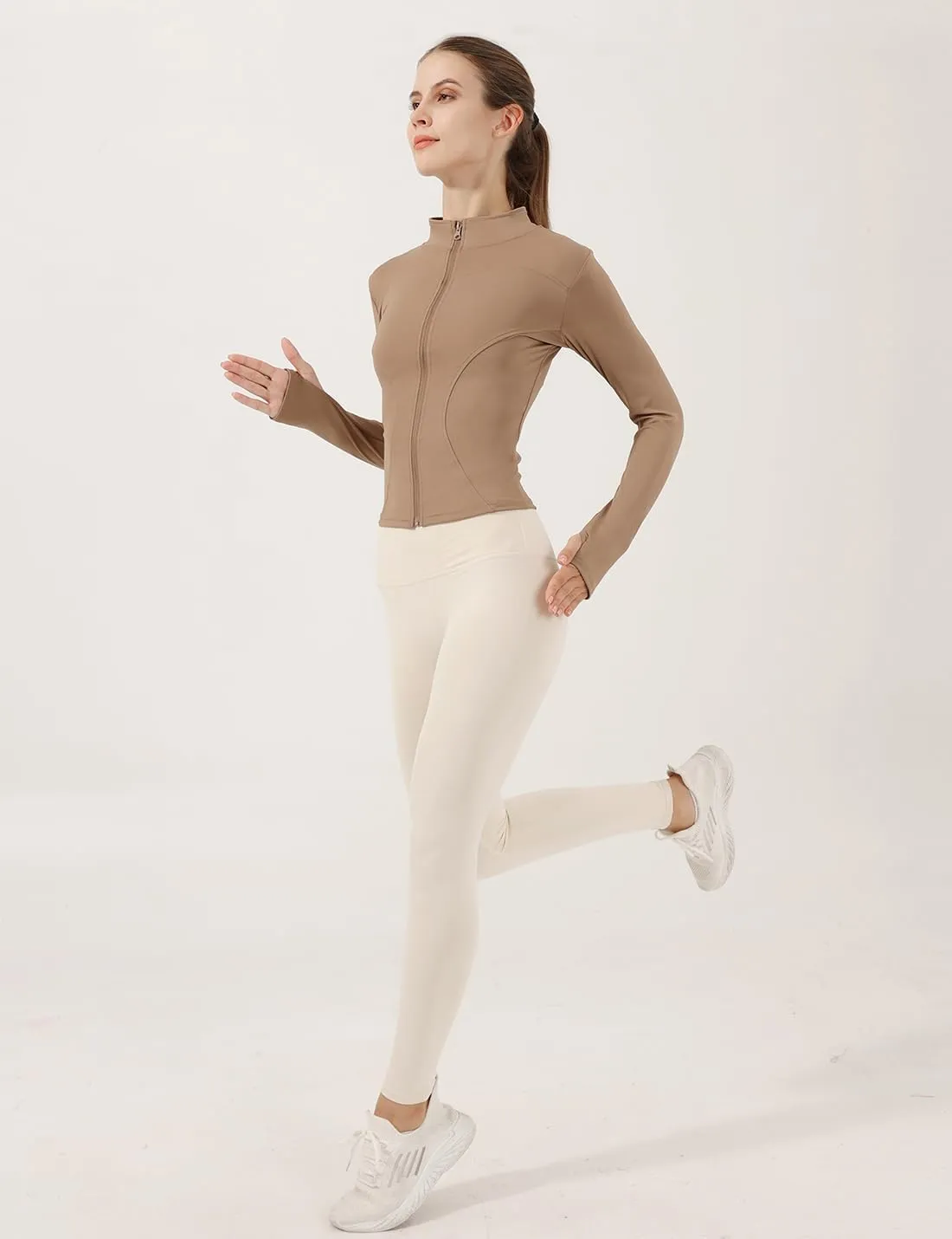 Locachy Women's Lightweight Stretchy Workout Full Zip Running Track Jacket with Thumb Holes