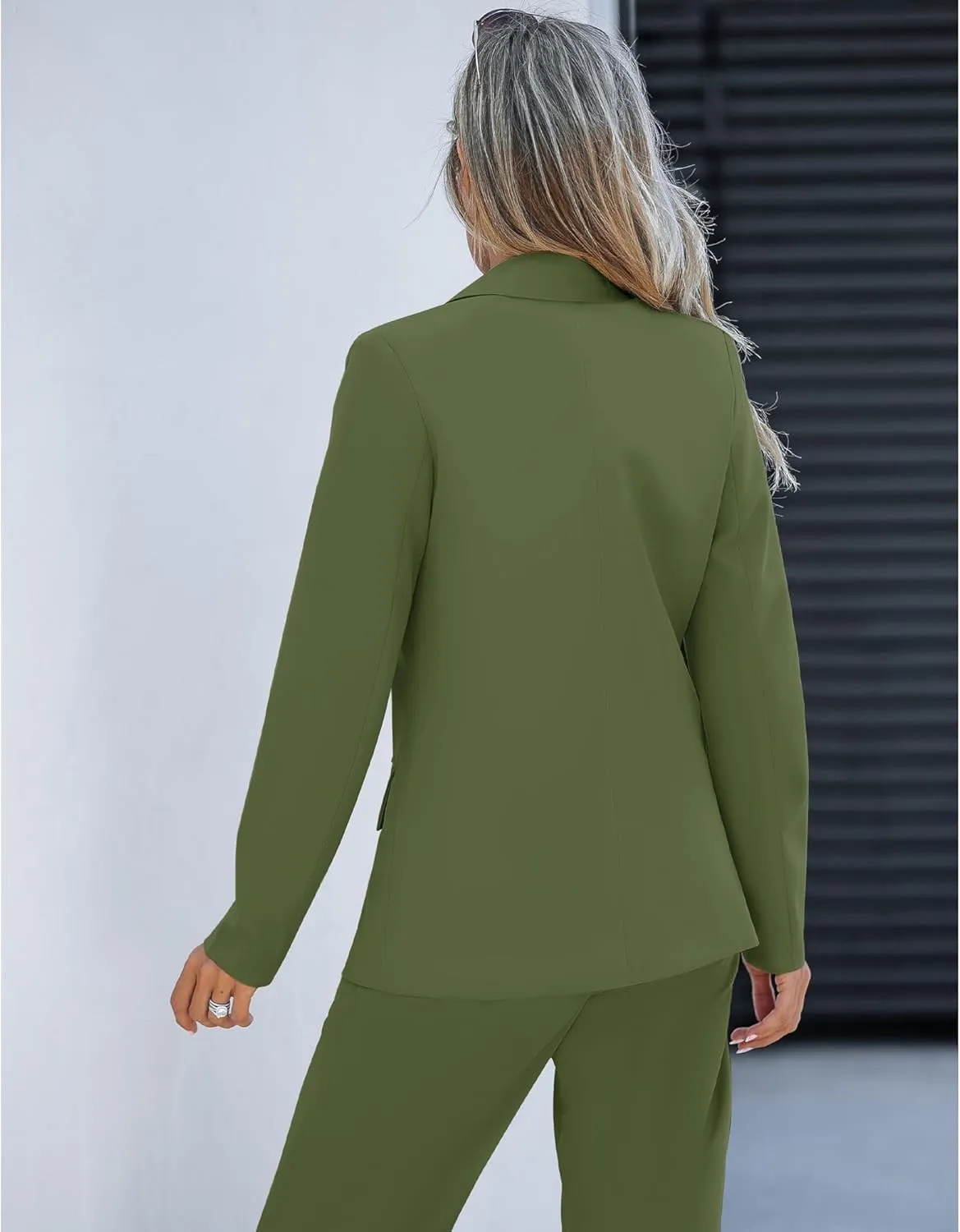 LookbookStore 2 Piece Pant Suits for Women Dressy Blazer High Waisted Straight Leg Pants Sets Business Casual Outfits