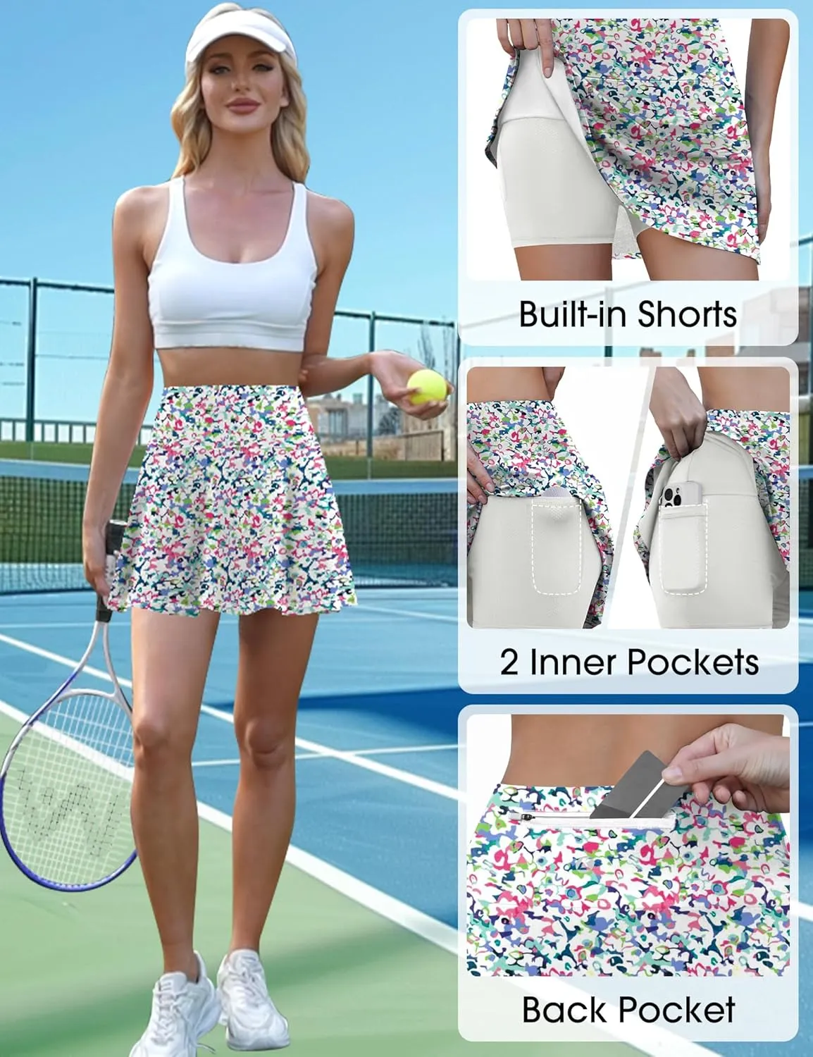 LouKeith Womens Tennis Skirt High Waisted Athletic Skorts Running Casual Pickle Ball Golf Skirts with Pockets