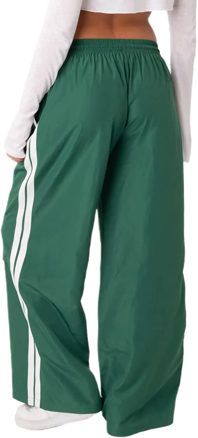 Luckinbaby Women Side Striped Track Pants Elastic Waist Wide Leg Sweatpants Contrast Stripes Drawstring Baggy Joggers