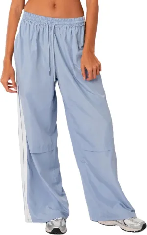 Luckinbaby Women Side Striped Track Pants Elastic Waist Wide Leg Sweatpants Contrast Stripes Drawstring Baggy Joggers