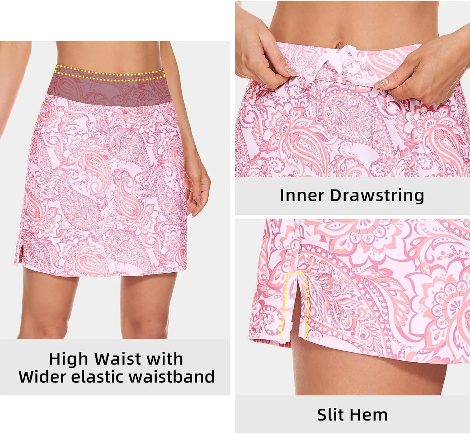 M MOTEEPI Skorts Skirts for Women 18" Athletic Golf Skort with Pockets Casual Dressy High Waist