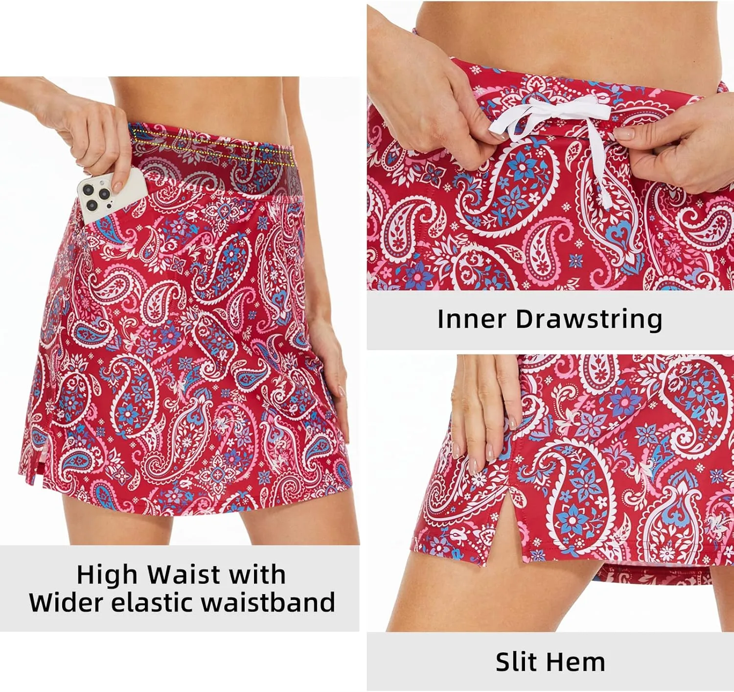 M MOTEEPI Skorts Skirts for Women 18" Athletic Golf Skort with Pockets Casual Dressy High Waist