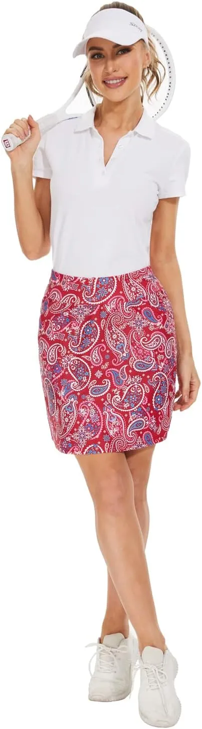 M MOTEEPI Skorts Skirts for Women 18" Athletic Golf Skort with Pockets Casual Dressy High Waist