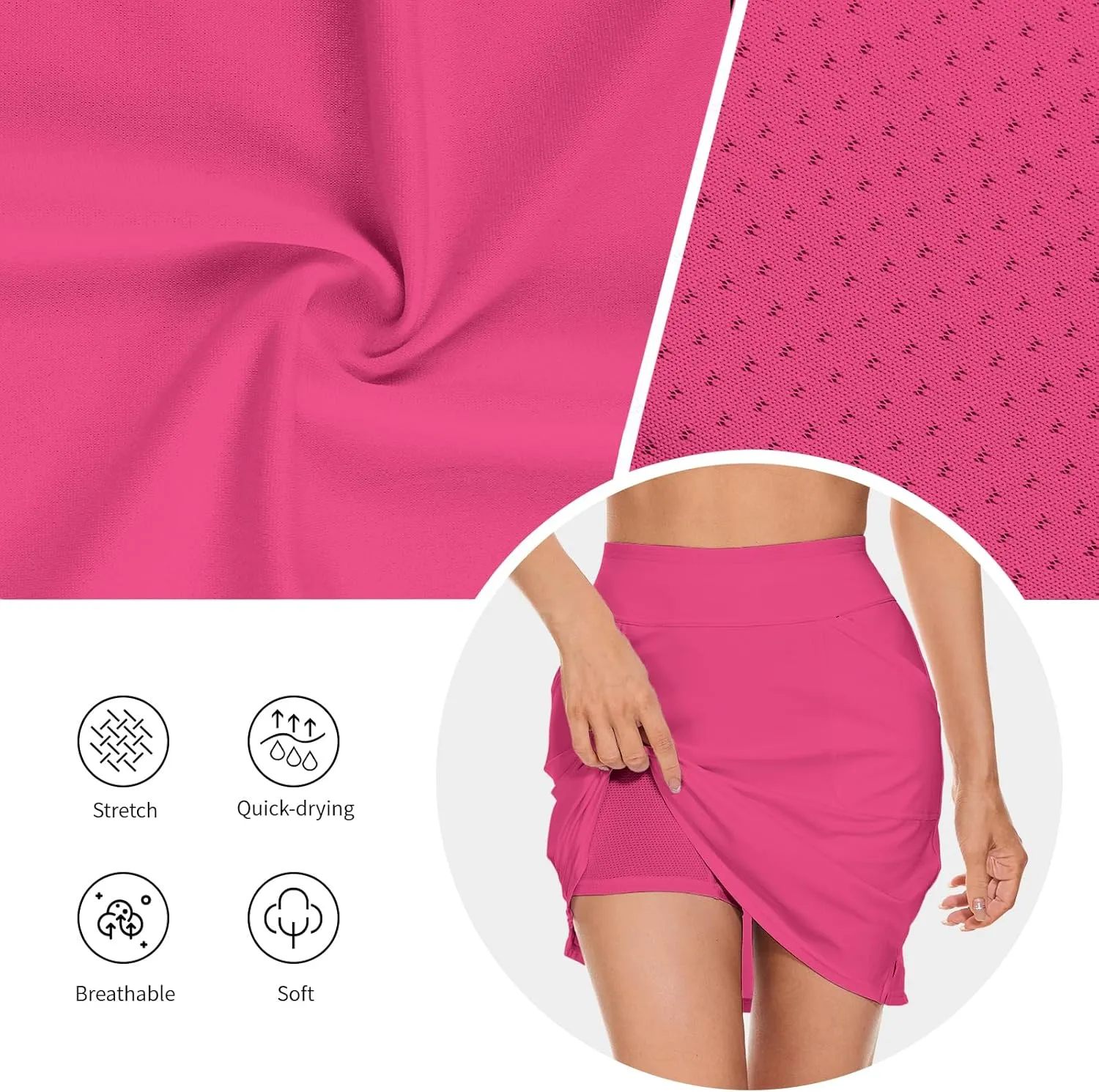 M MOTEEPI Skorts Skirts for Women 18" Athletic Golf Skort with Pockets Casual Dressy High Waist