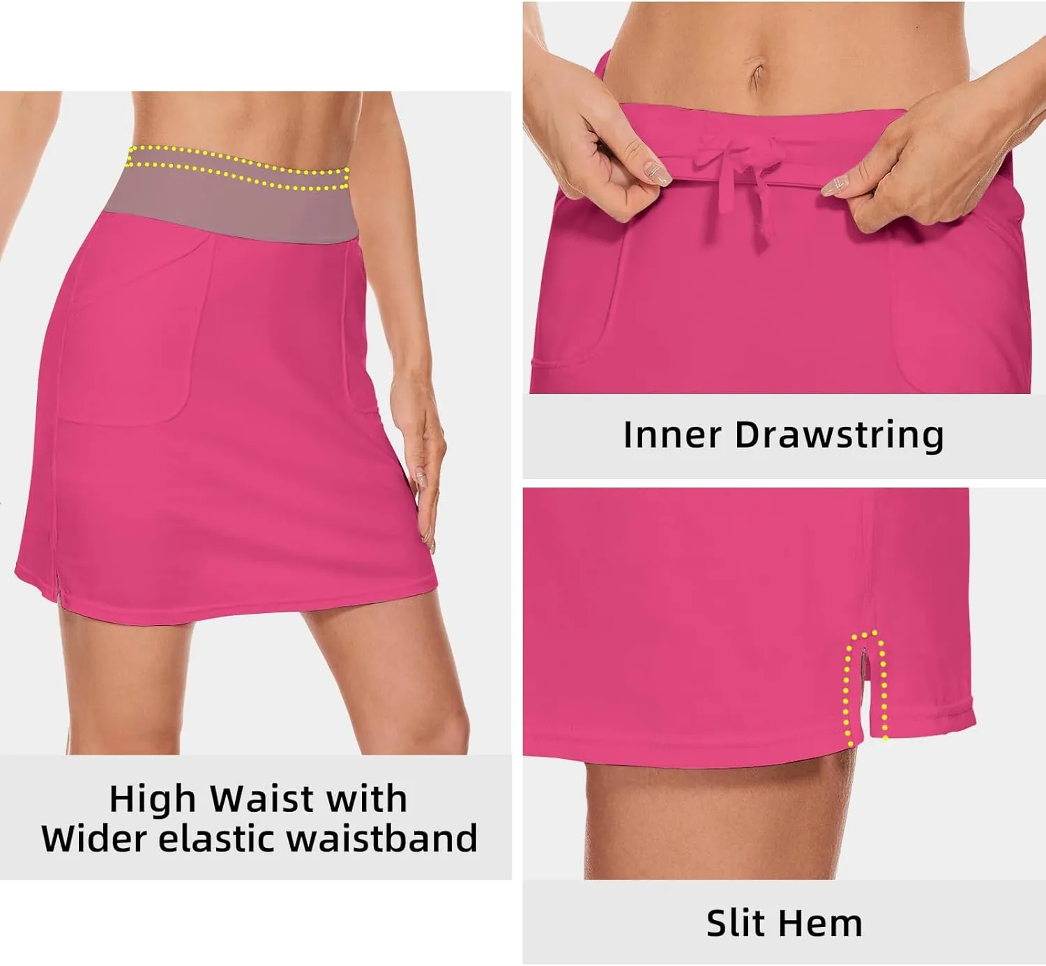 M MOTEEPI Skorts Skirts for Women 18" Athletic Golf Skort with Pockets Casual Dressy High Waist