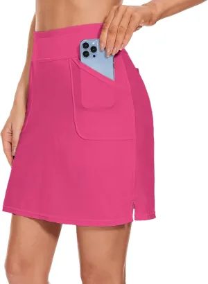 M MOTEEPI Skorts Skirts for Women 18" Athletic Golf Skort with Pockets Casual Dressy High Waist