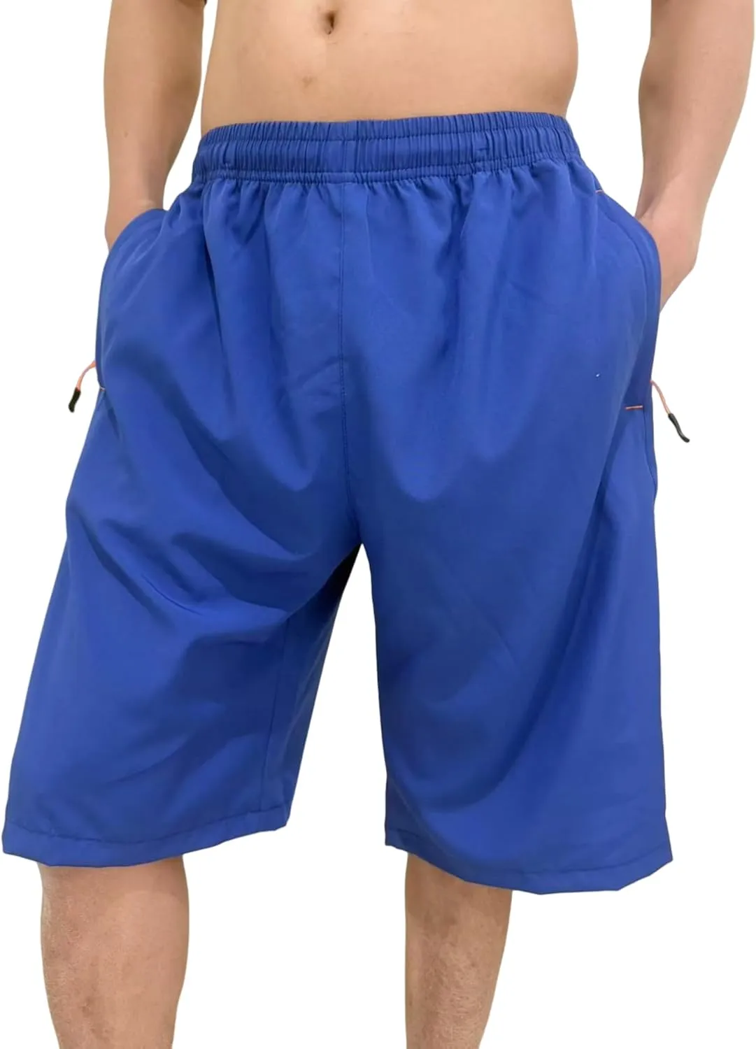 Men's Athletic Running Workout Shorts 11 inches Swim Trunks with Ziper Pockets Quick Dry Lightweight