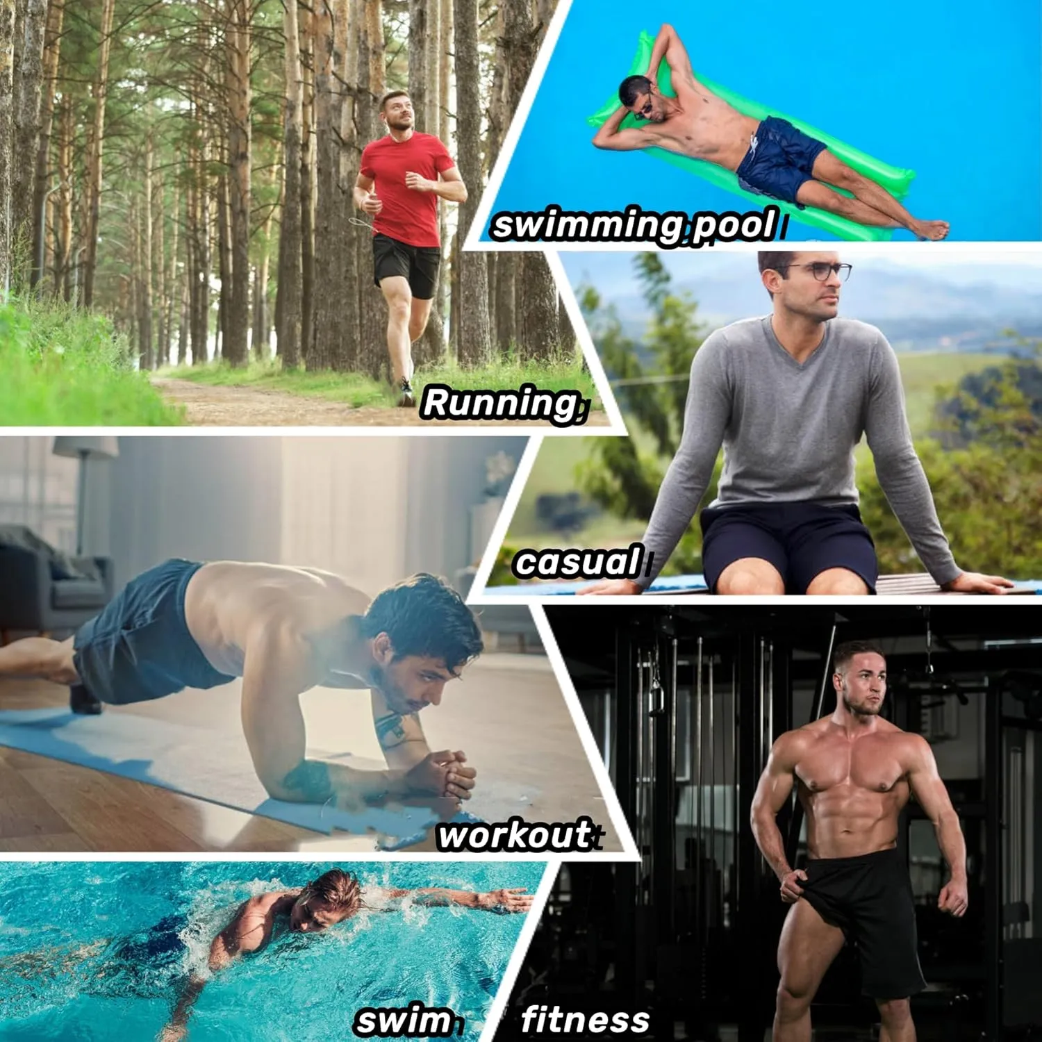Men's Athletic Running Workout Shorts 11 inches Swim Trunks with Ziper Pockets Quick Dry Lightweight