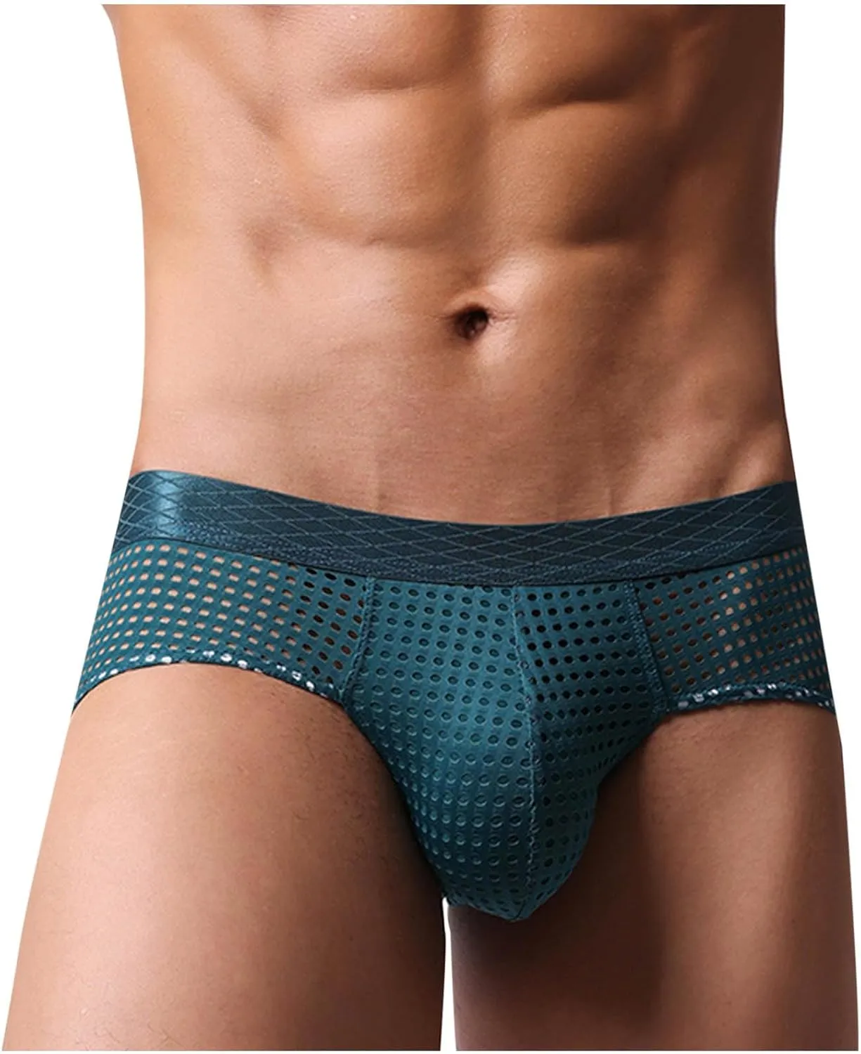 Men's Breathable Mesh Briefs Sexy Low Waist Front Pouch Underwear Lightweight Thin Quick Dry Close Fitting Panties