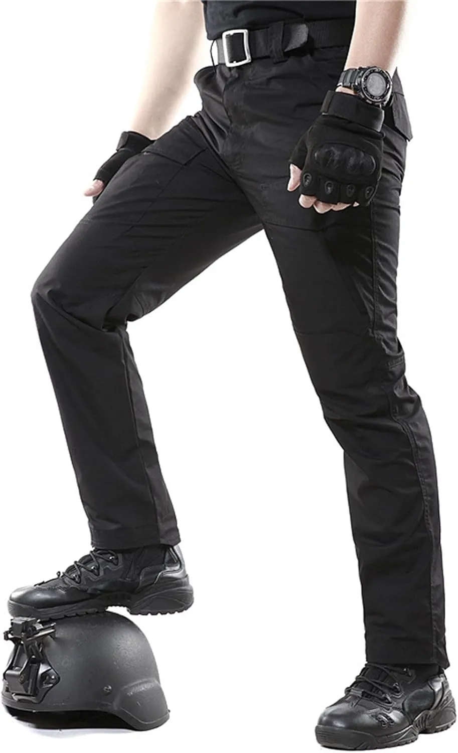 Men's Camouflage Slim-Fitting Pants Elastic Waist Tactical Training Multi-Pocket Work Pants