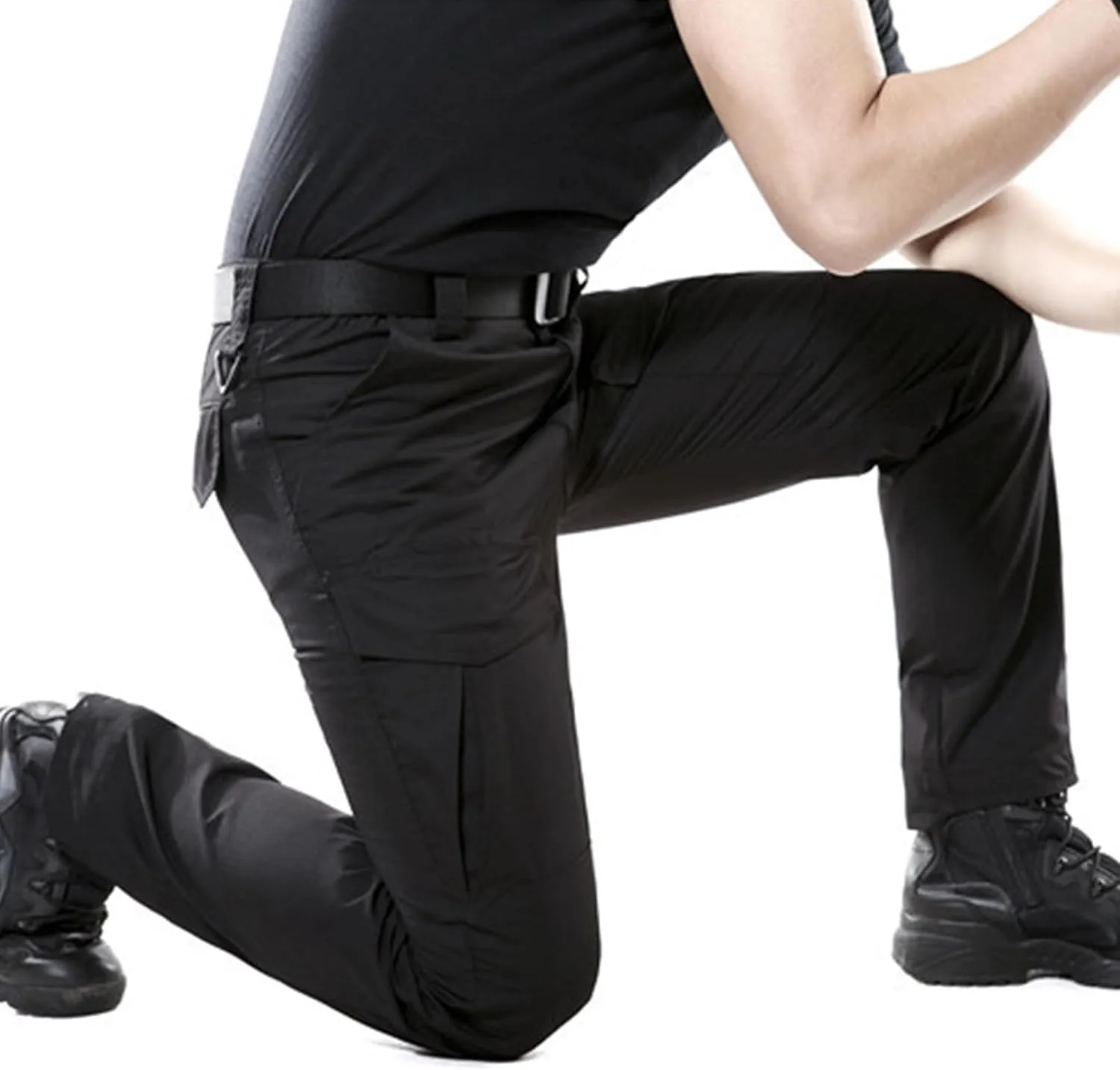 Men's Camouflage Slim-Fitting Pants Elastic Waist Tactical Training Multi-Pocket Work Pants