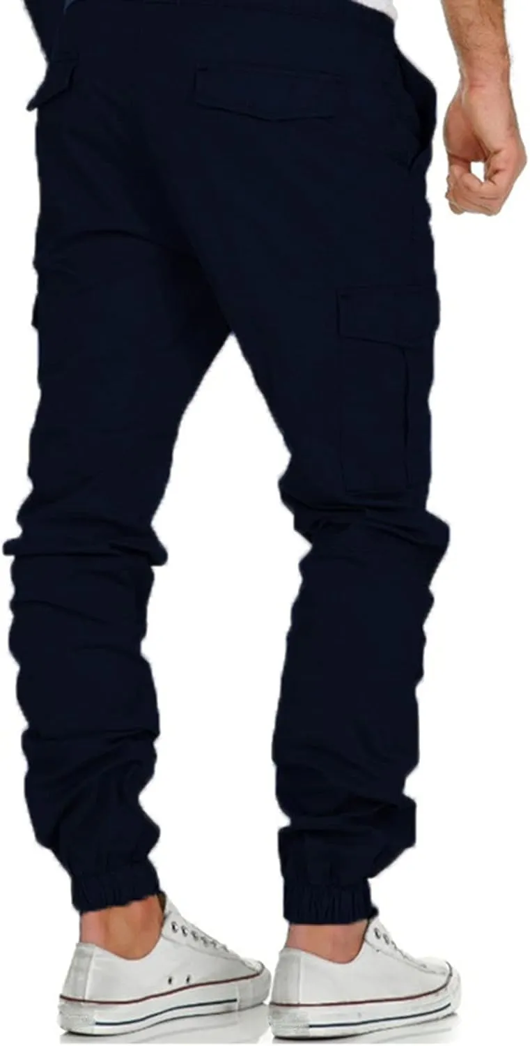 Men's Cargo Sweatpants Pants Lightweight Hiking Workout Jogger Mens Streetwear Reflective Tactical Track Pants Elastic