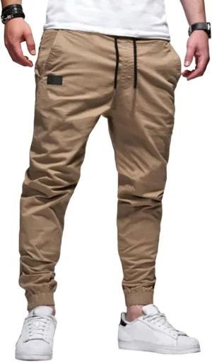 Mens Casual Joggers Pants Elastic Drawstring Chino Cargo Pants Hiking Outdoor Track Sweatpants
