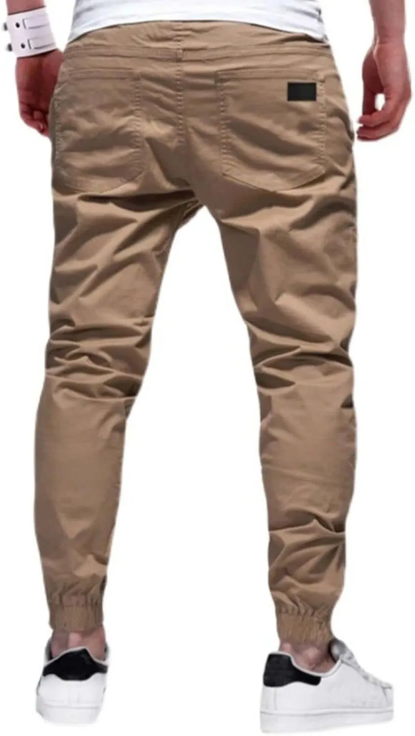 Mens Casual Joggers Pants Elastic Drawstring Chino Cargo Pants Hiking Outdoor Track Sweatpants
