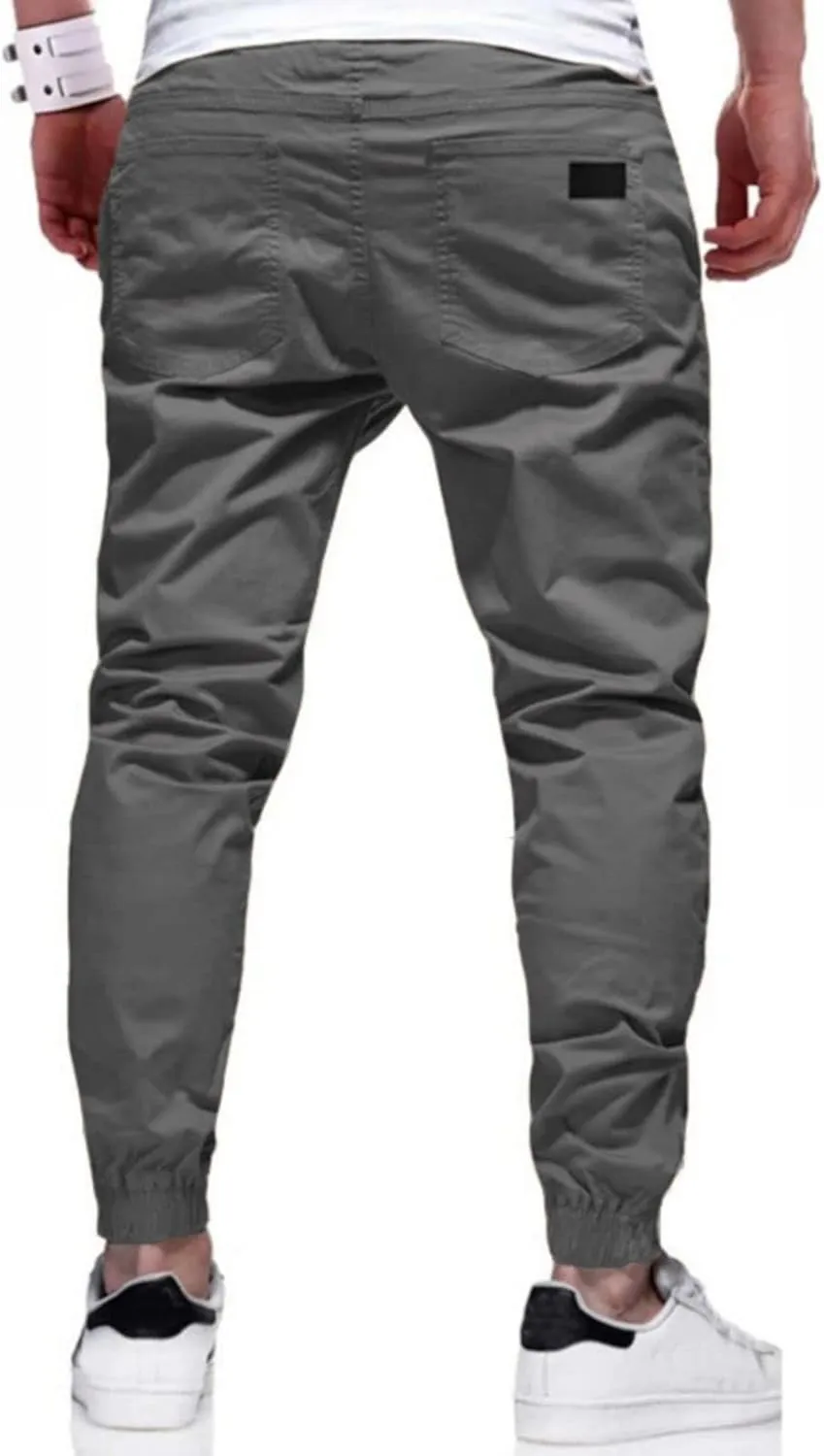 Mens Casual Joggers Pants Elastic Drawstring Chino Cargo Pants Hiking Outdoor Track Sweatpants
