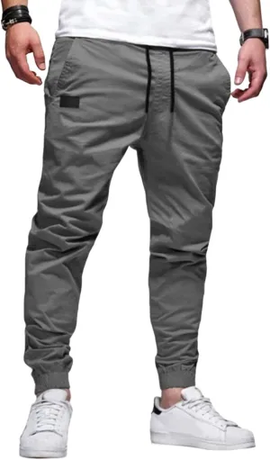 Mens Casual Joggers Pants Elastic Drawstring Chino Cargo Pants Hiking Outdoor Track Sweatpants