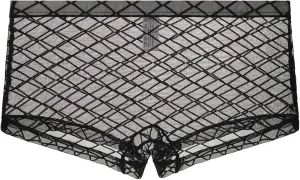 Men's Fishnet Mesh Briefs Sexy G-Strings See Through Thongs Bikini Underpants Breathable Bulge Pouch Underwear Black